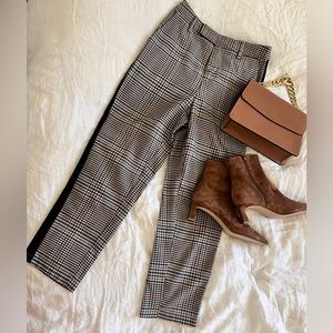 Who What Wear Plaid Ankle Pants with Black Side Stripe Size 4